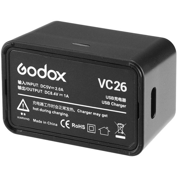 Зарядний пристрій Godox VC26 USB для акумулятора VB26 (V1/V860III/AD100Pro) 1027657 фото